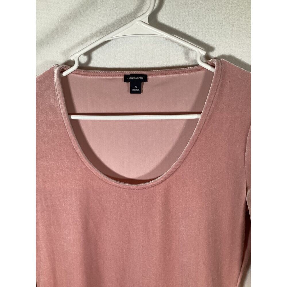 J CREW Stretch Pink Velvet Bodysuit Womens Small Balletcore Preppy - Picture 2 of 9